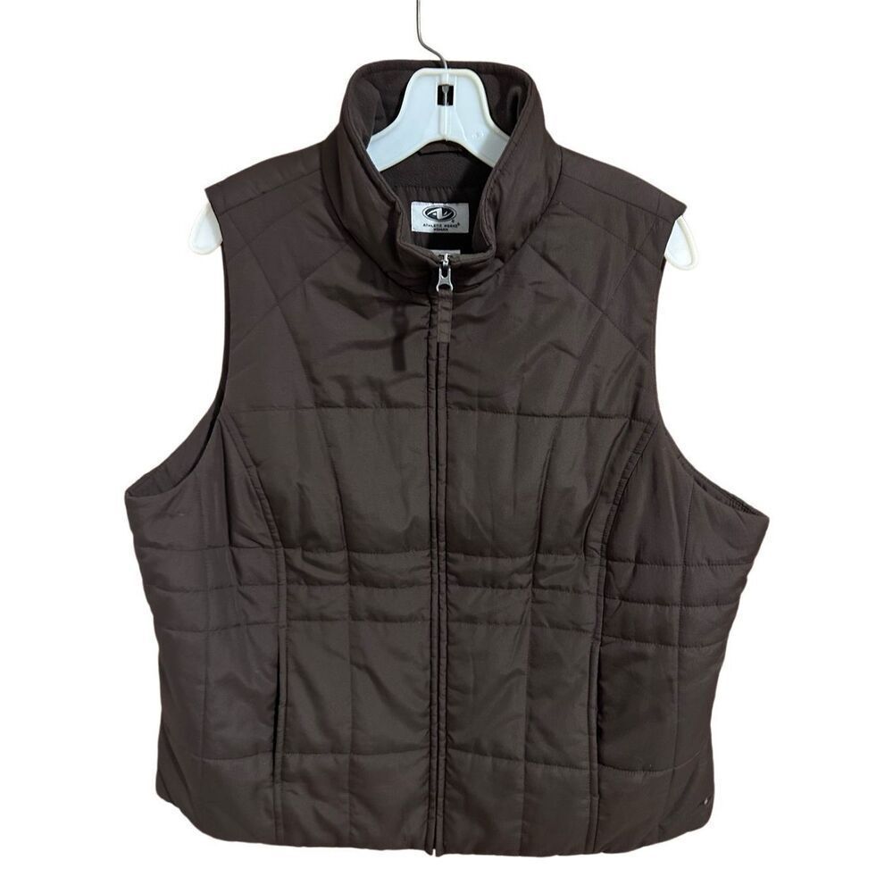 Althletic Works Woman Women’s Size 1X Brown Quilted Inner Fleece Zip Up Vest